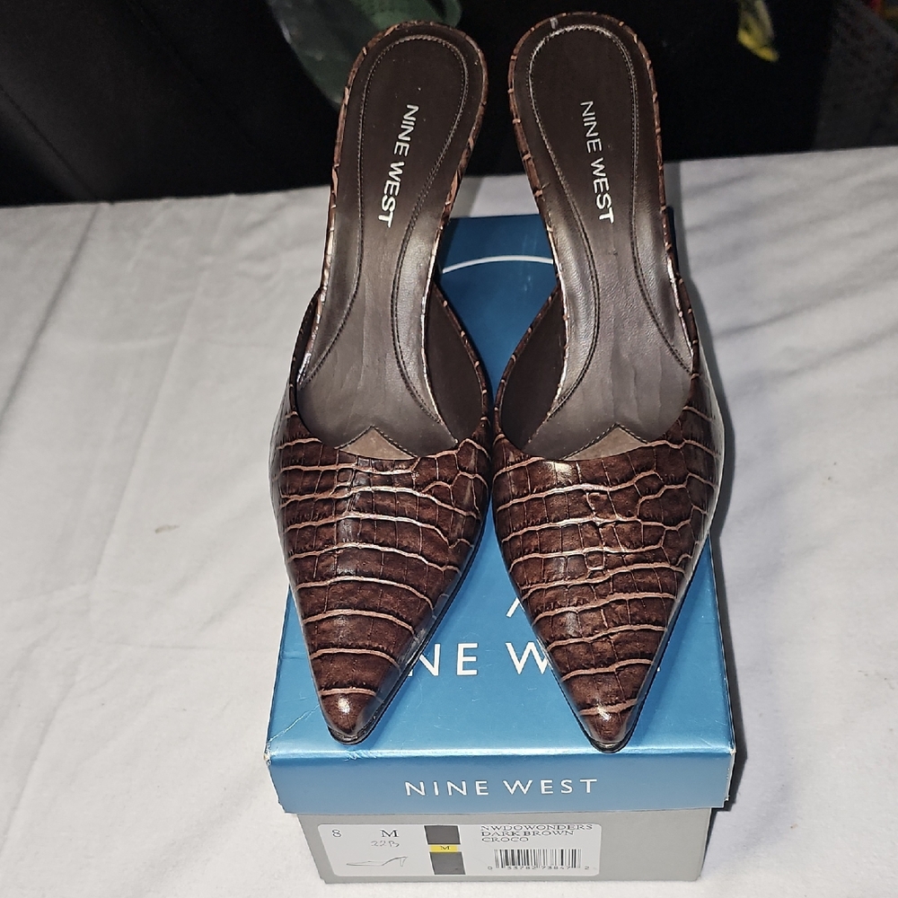 Nine West Brown Crocodile Women's Shoes Size 8
